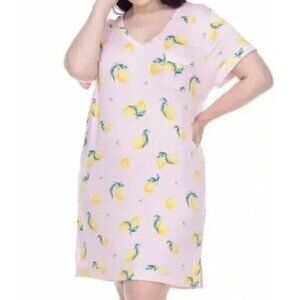 Honeydew Intimates Short Sleeve Lemon Print Night Shirt Nightgown Size XXL